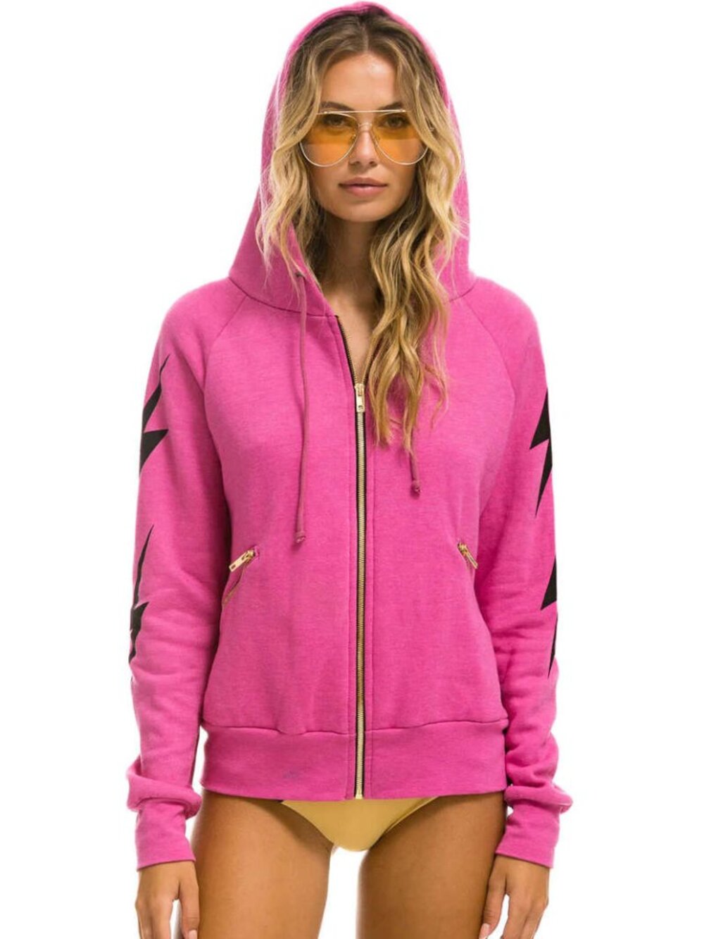Aviator Nation 4 Bolt Relaxed Hoodie in Paris Pink Size Medium